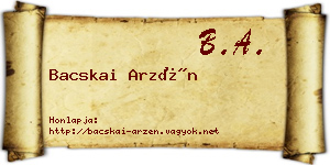 Bacskai Arzén névjegykártya